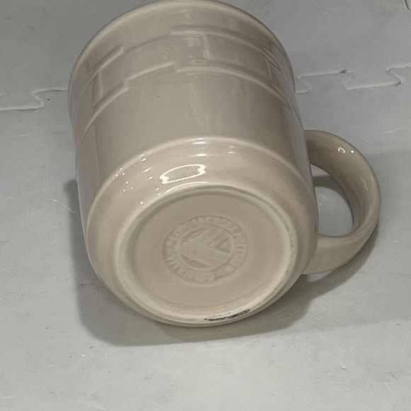 Longaberger Pottery Coffee Mugs Woven Traditions Set 2 USA Vintage Cream Green - Picture 9 of 12